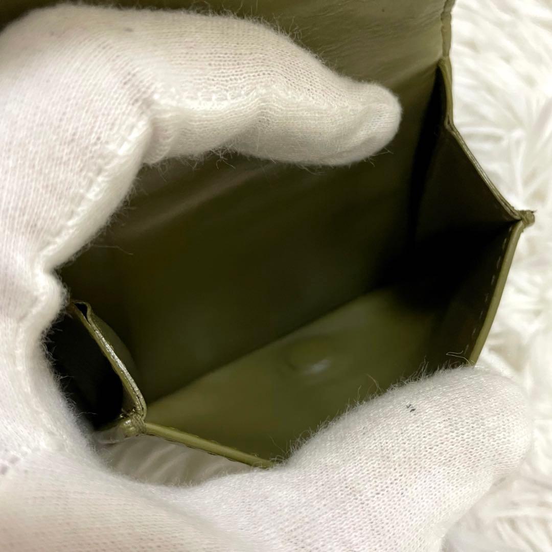 極美✨ボッテガ 三つ折り財布 バイカラー イントレ レザー 黒 緑