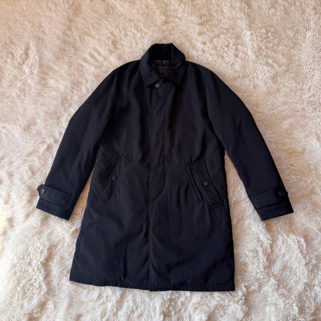 美品 ナノユニバース 西川ダウン ステンカラーコート ジャケット 黒　希少L