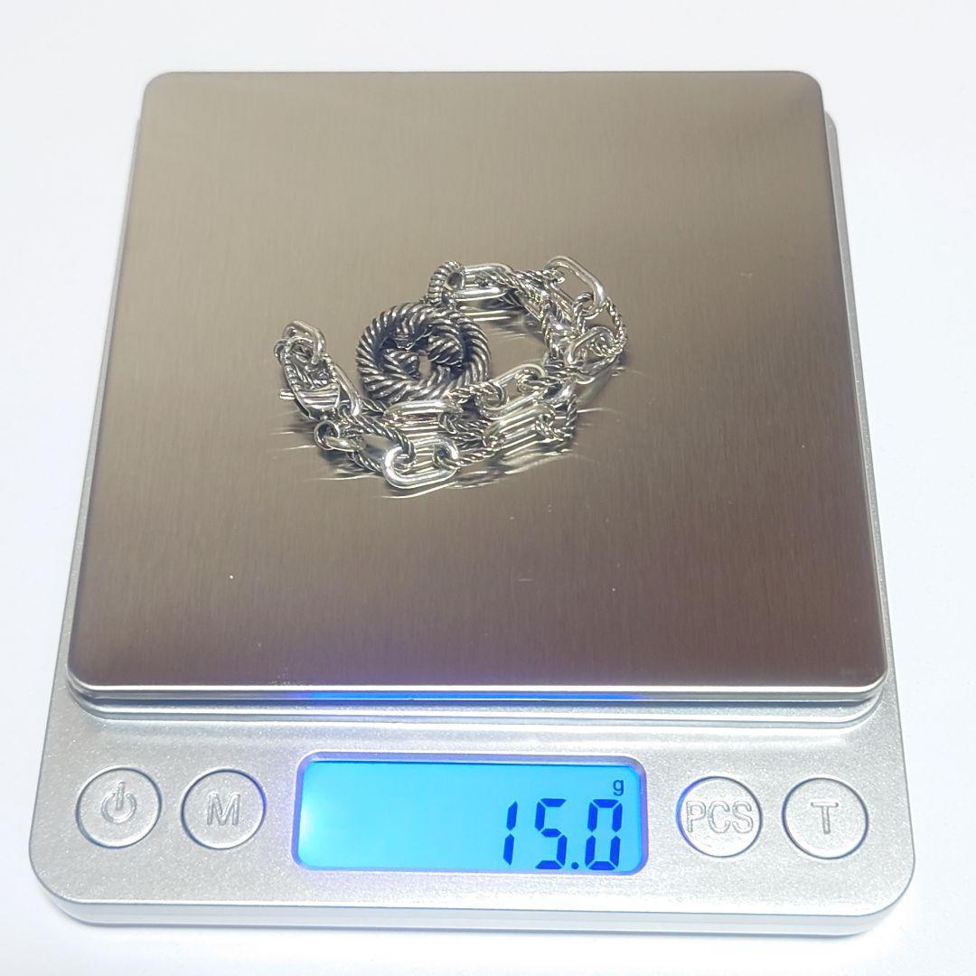 未使用に近い グッチ ブレスレット インターロッキング 燻加工 16号