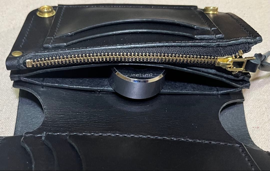 ミドル トラッカーウォレット 姫路レザー タンニン鞣し ギターピックポケット付き