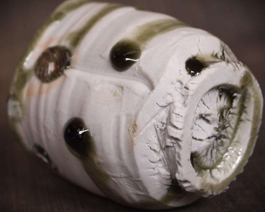 希少作★谷本貴【師：師：森正・谷本景】白磁(ビードロ）湯のみ★共箱