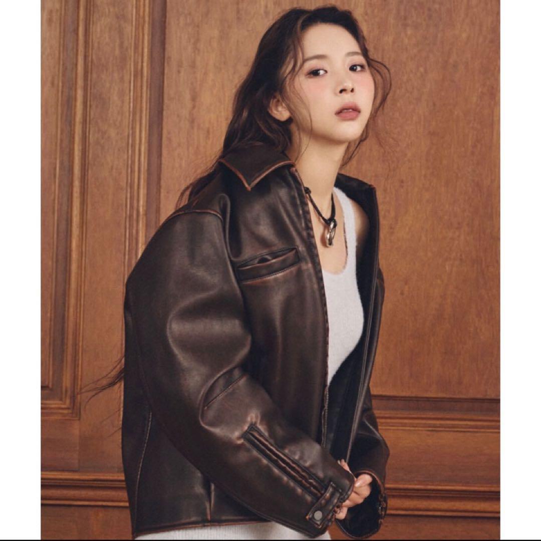 MICHIXSLY F／LEATHER ジャケット ブラウン