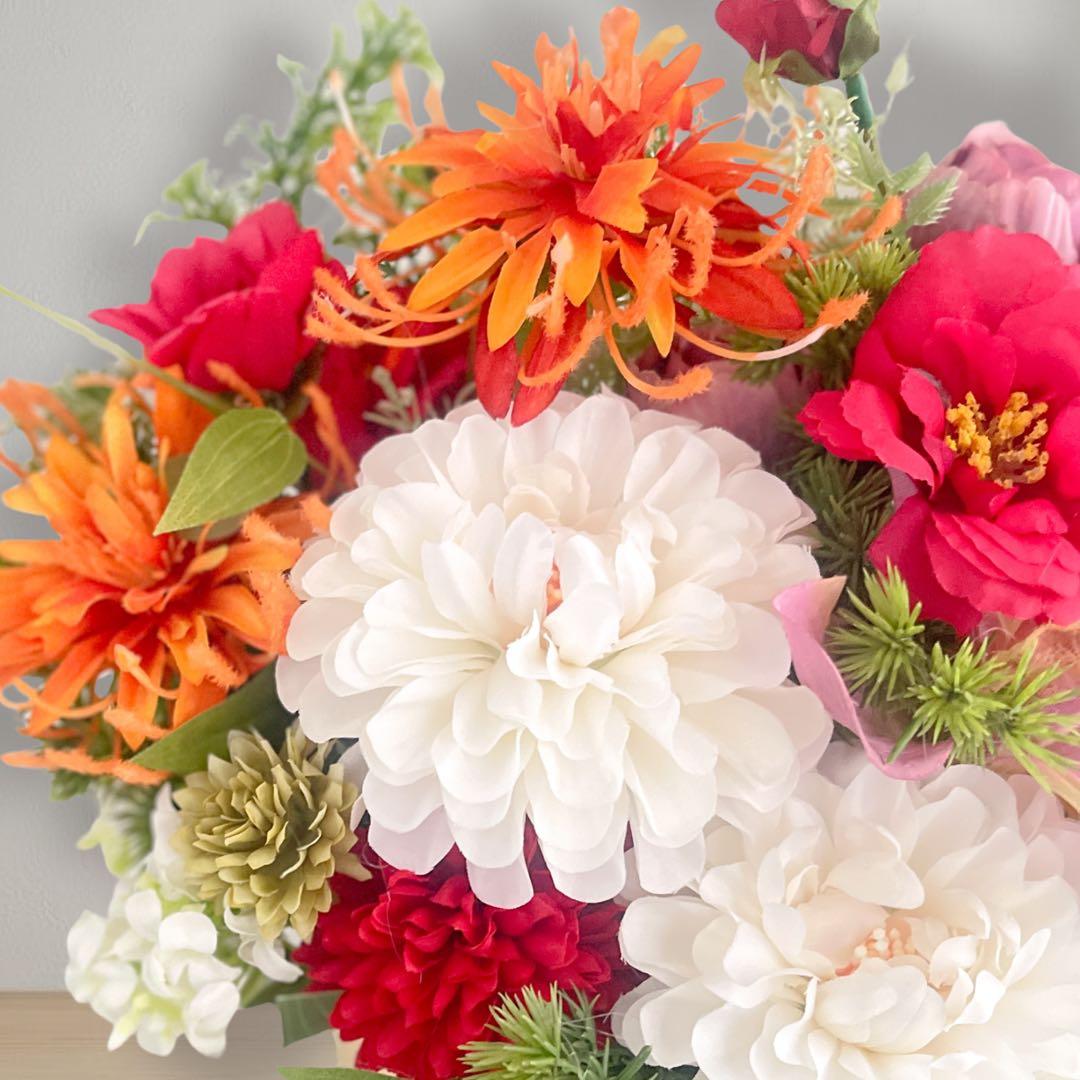 光触媒フラワー 和モダンラウンドアレンジメント｜ゴールド花器・正月アレンジ