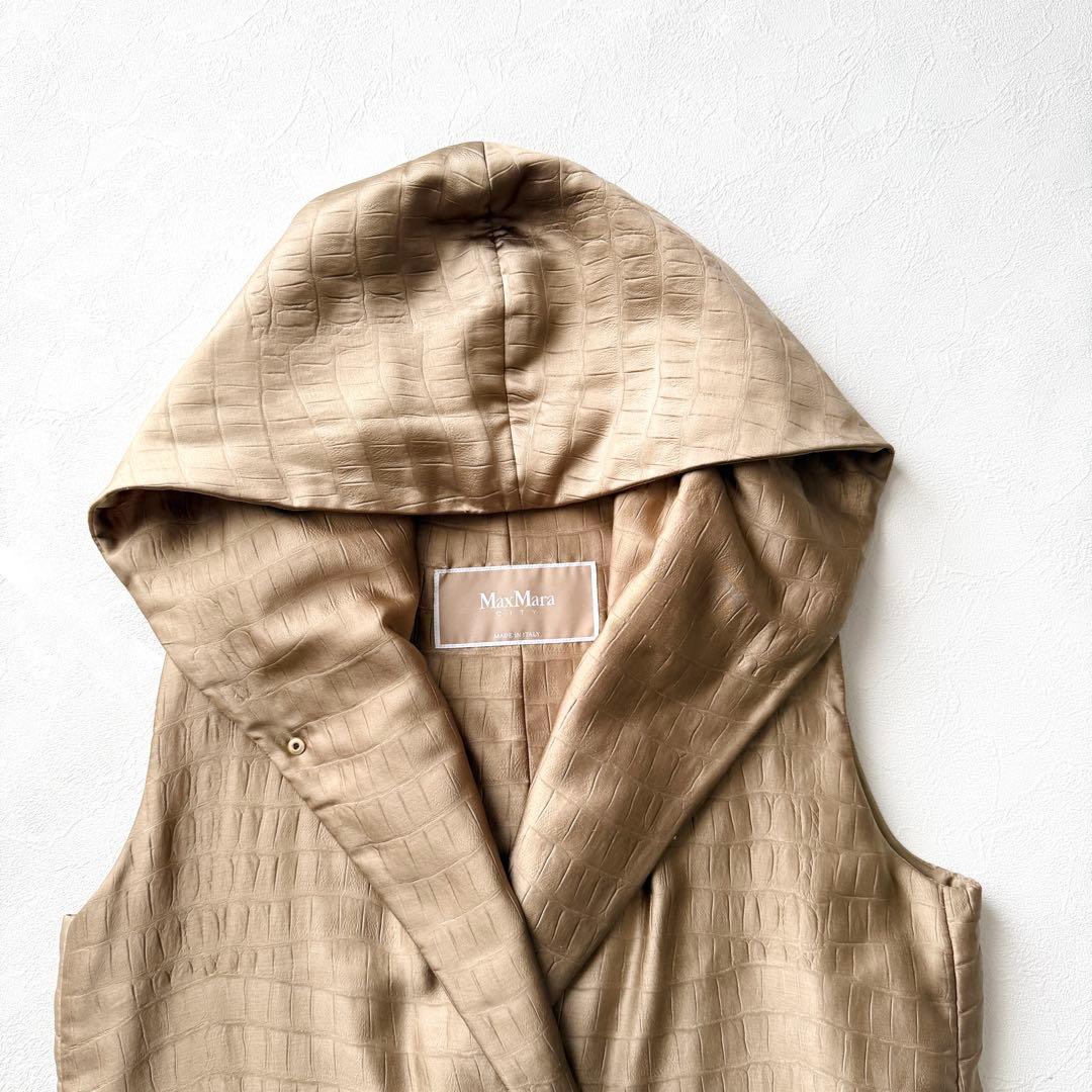 2409Z マックスマーラ クロコ柄 中綿ダウンベスト 大きいサイズ 2XL