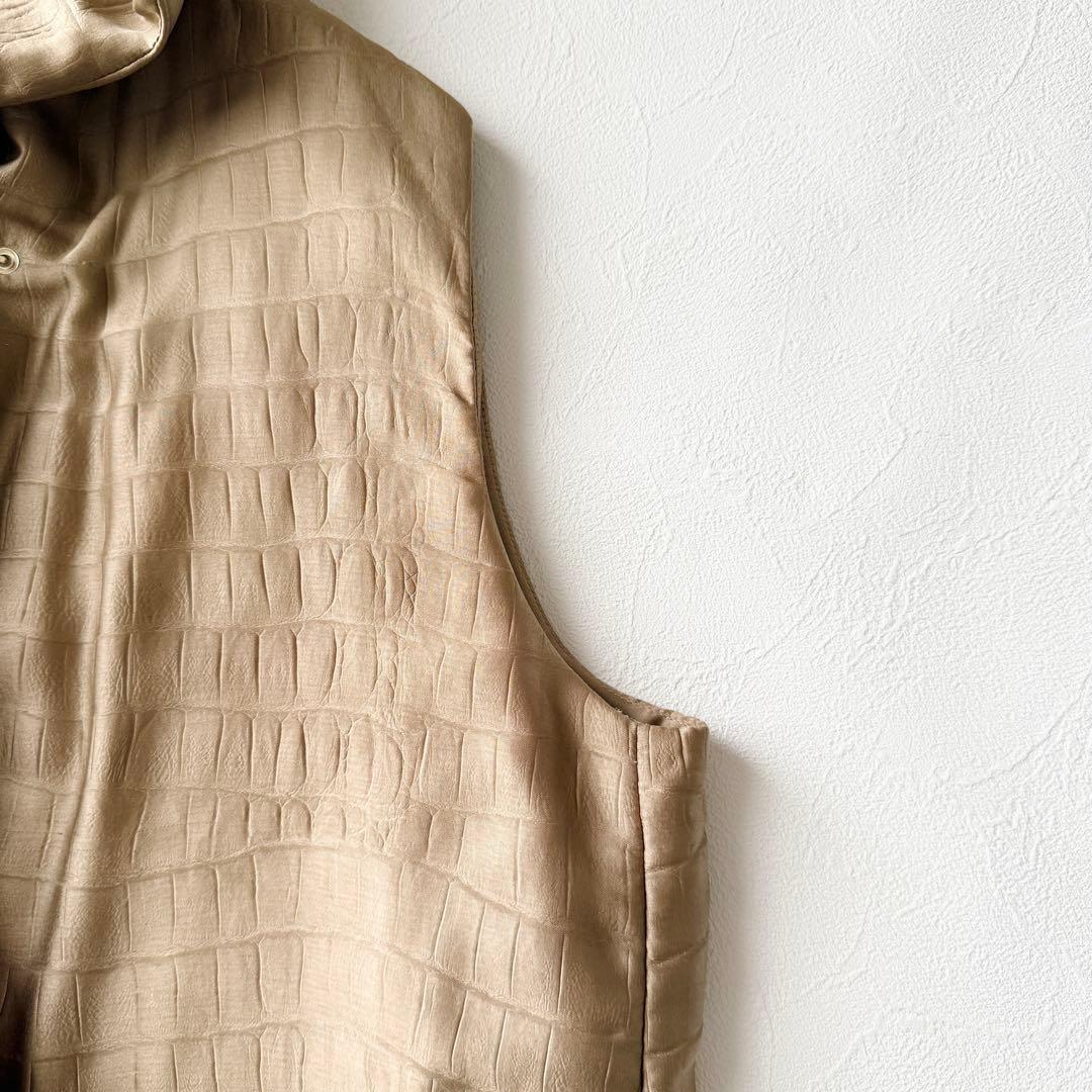 2409Z マックスマーラ クロコ柄 中綿ダウンベスト 大きいサイズ 2XL