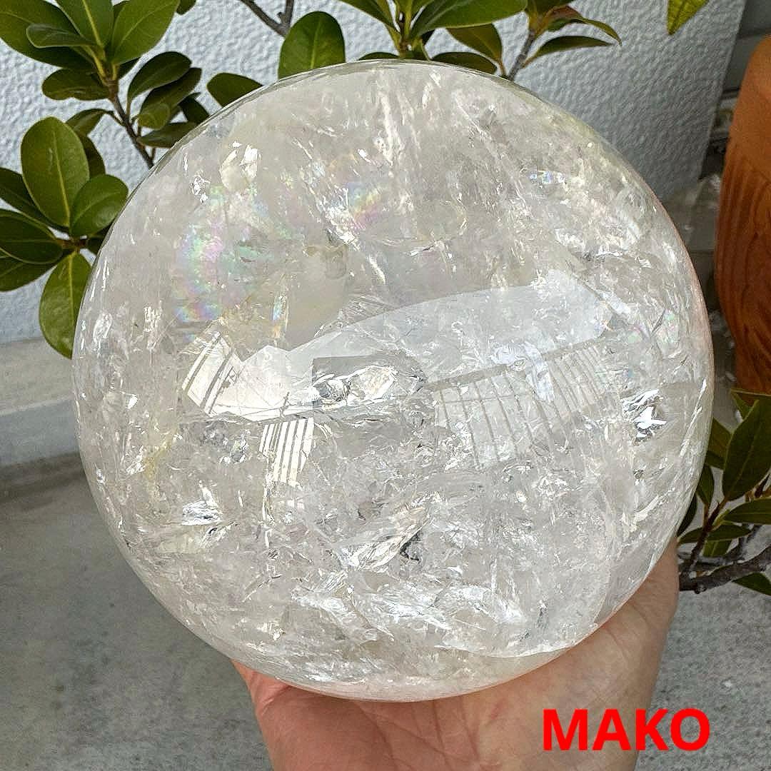 M1597☆水晶丸玉138mm 3.4Kg☆天然石　原石