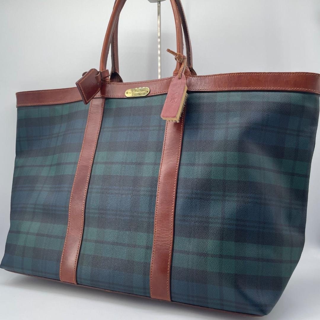 15446✨希少✨ポロラルフローレン 大容量 トートバッグ ブラックチェック