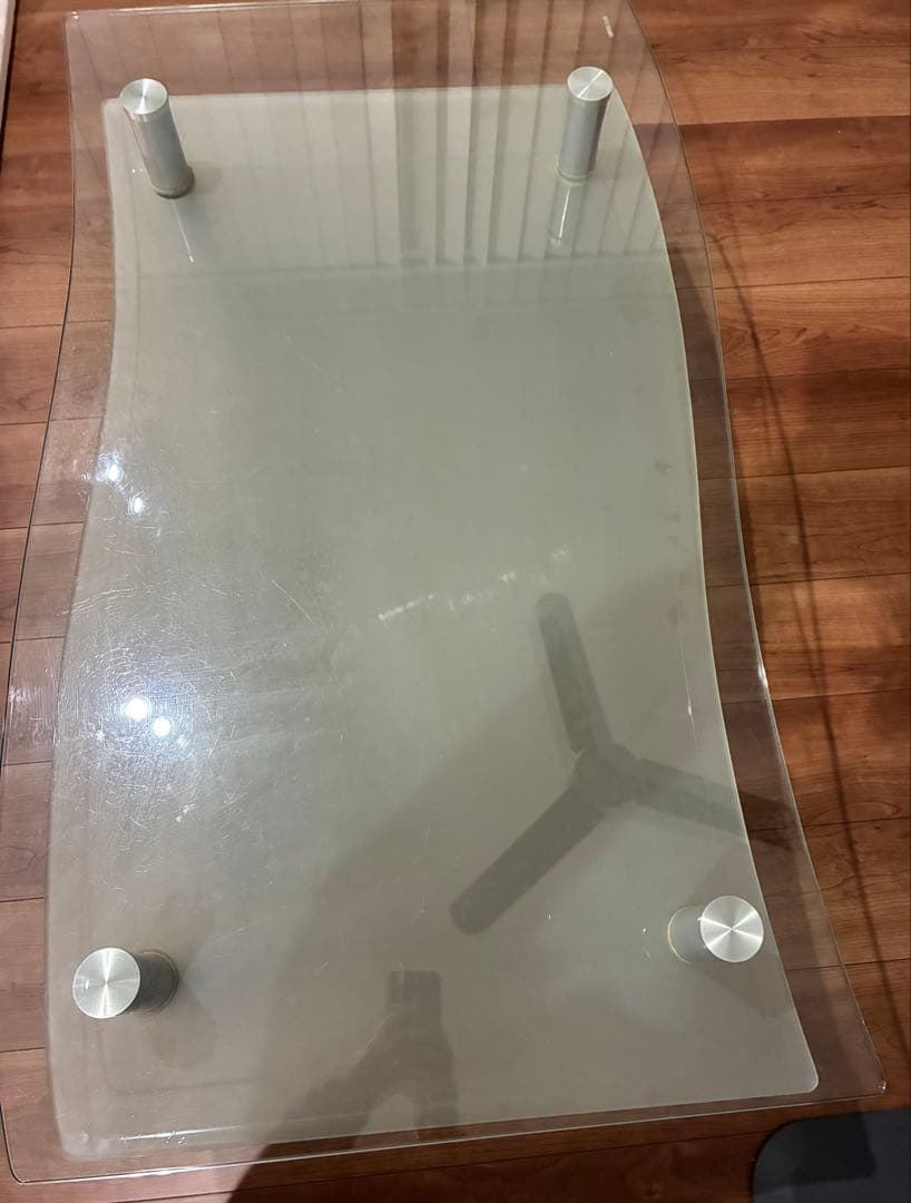 ガラス製曲線デザインセンターテーブル