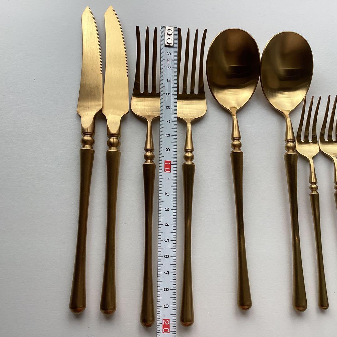 未使用 ゴールドカトラリー ディナー & デザート スプーン フォーク ナイフ
