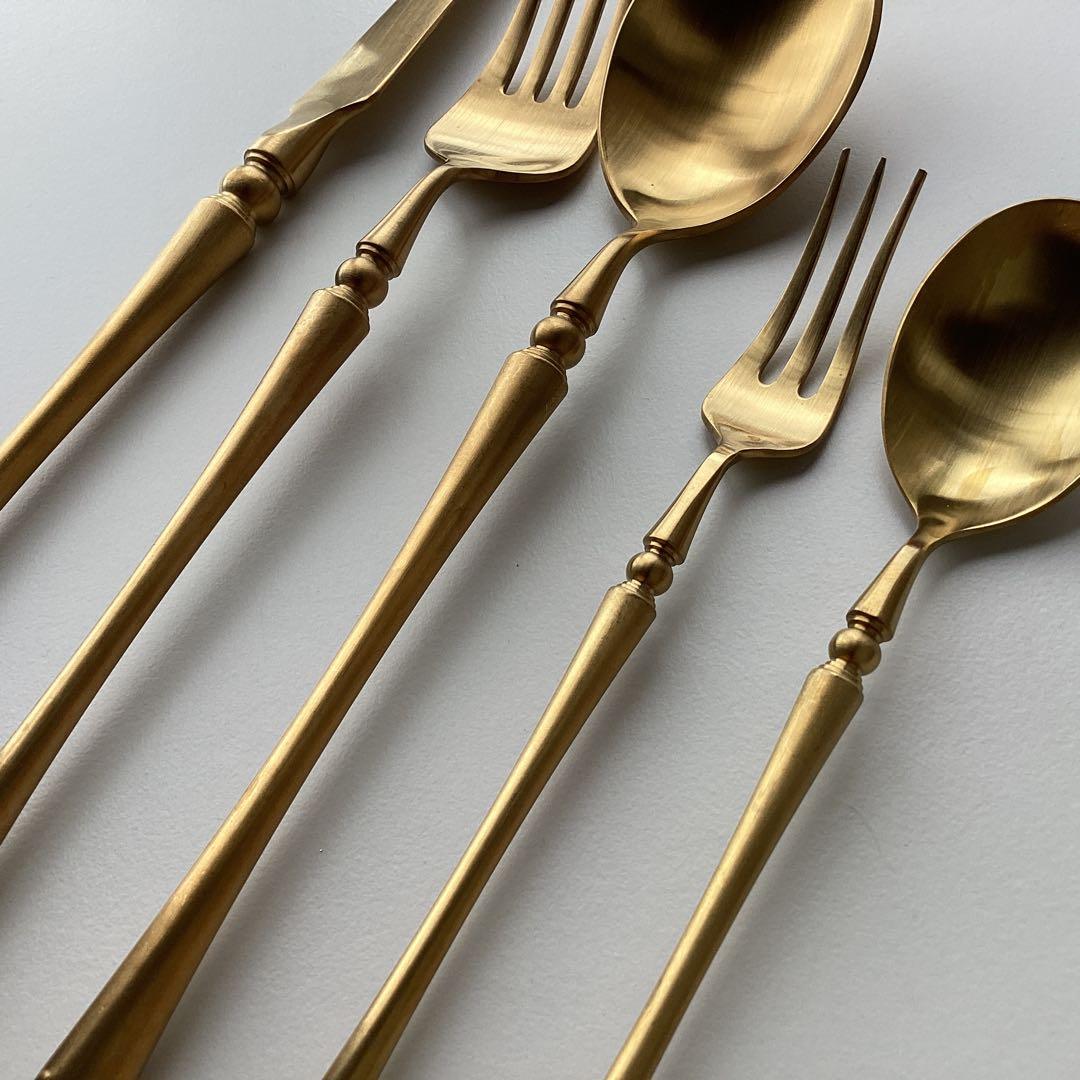 未使用 ゴールドカトラリー ディナー & デザート スプーン フォーク ナイフ