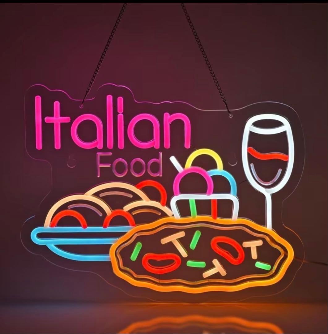 Italian Food ネオンライト 看板 パスタ ワイン USB LED