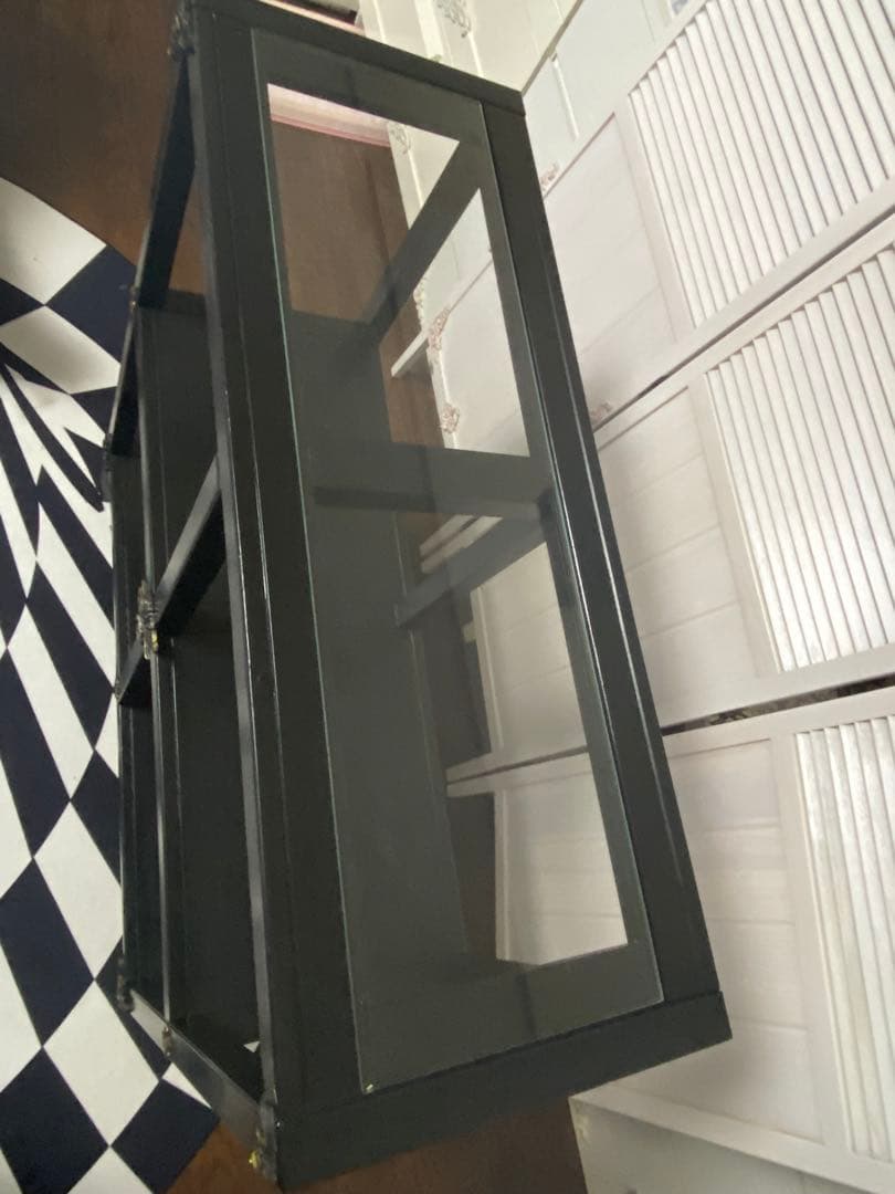 ゴシック ガラス天板 シェルフ♦️百合紋章♦️フルール ド リス♦️ブラック♦️送料込