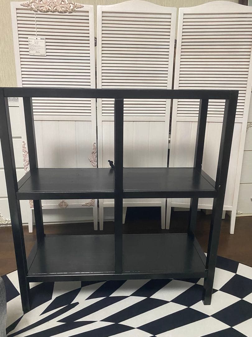 ゴシック ガラス天板 シェルフ♦️百合紋章♦️フルール ド リス♦️ブラック♦️送料込