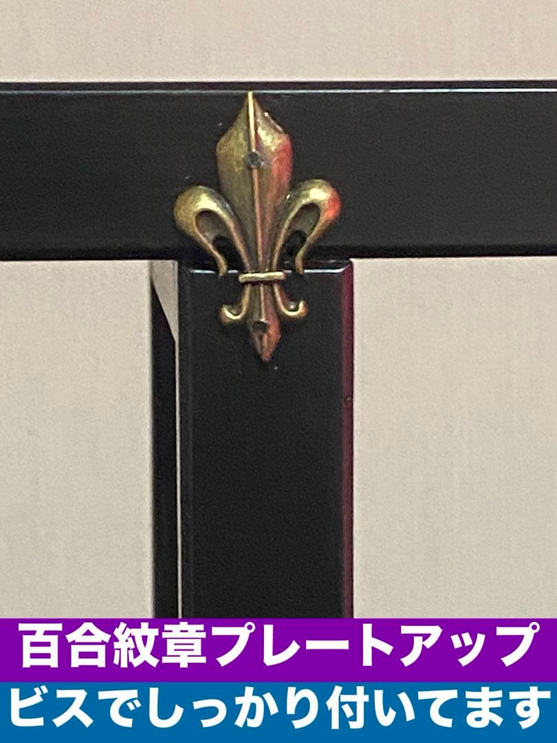 ゴシック ガラス天板 シェルフ♦️百合紋章♦️フルール ド リス♦️ブラック♦️送料込