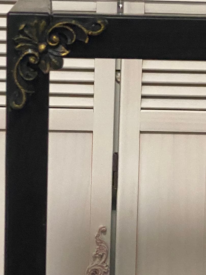 ゴシック ガラス天板 シェルフ♦️百合紋章♦️フルール ド リス♦️ブラック♦️送料込