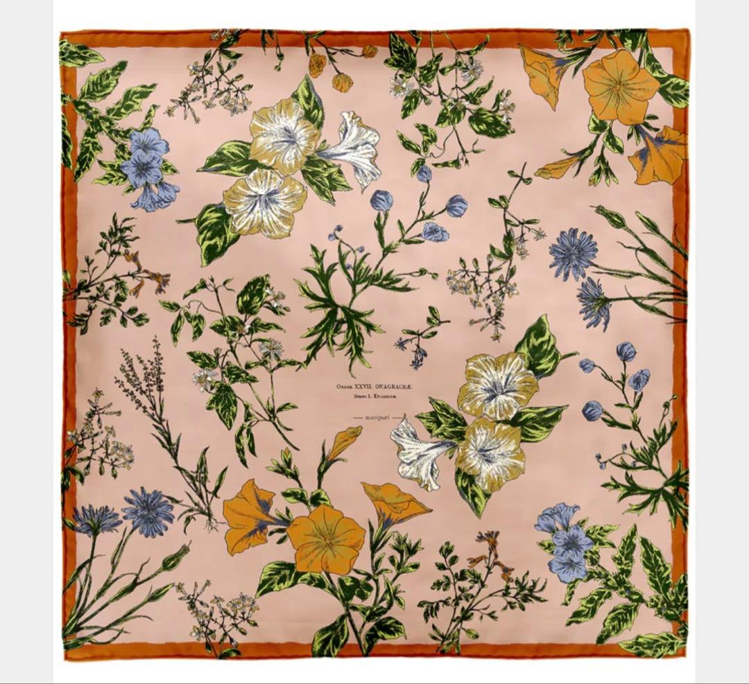 【manipuri】花柄シルクスカーフ 約86cm x 86cm