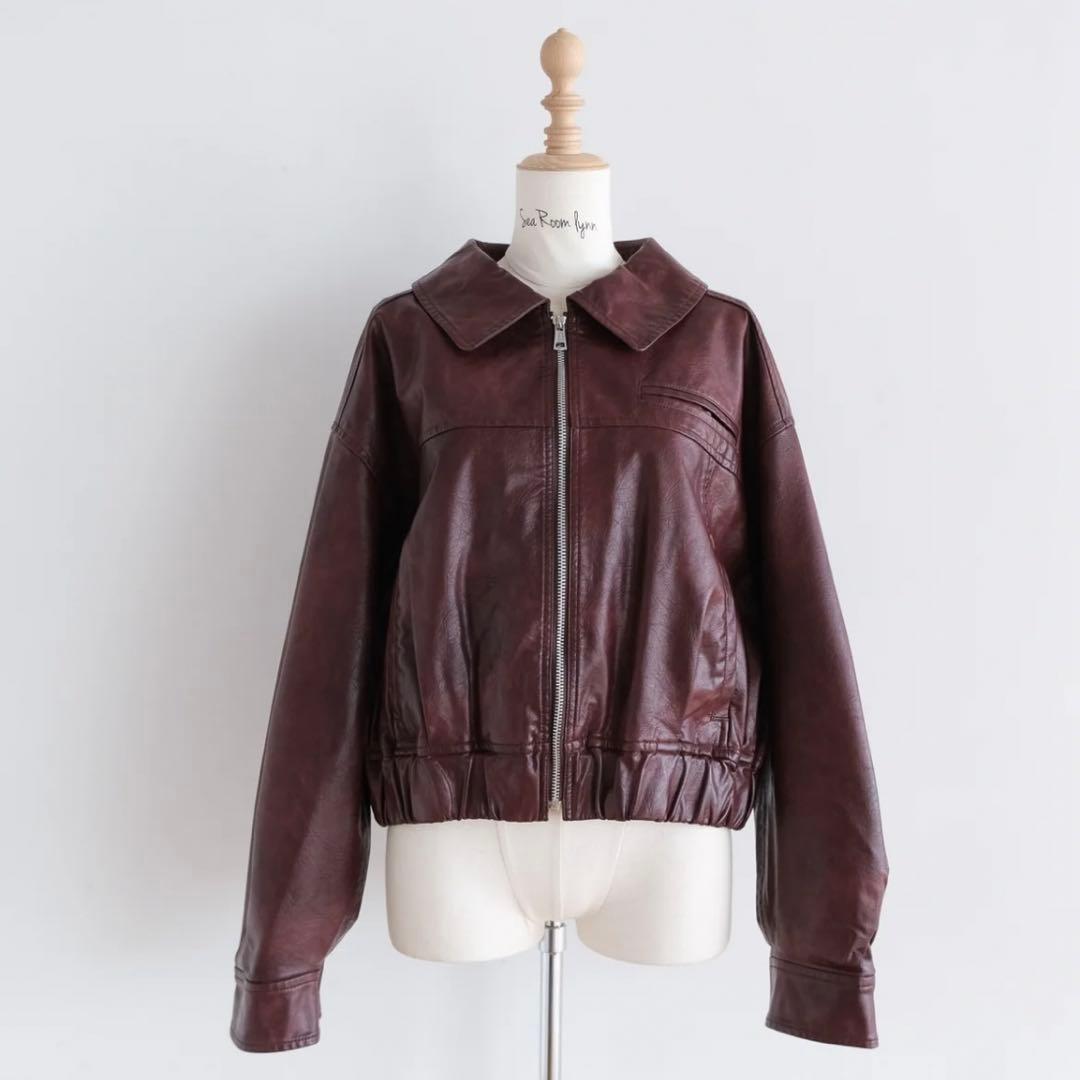 伊原葵 collab Ecoレザーヴィンテージブルゾン