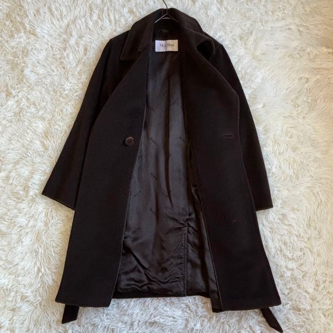 高級✨ マックスマーラ 白タグ カシミヤ ウール ベルテッドコート サイズ38