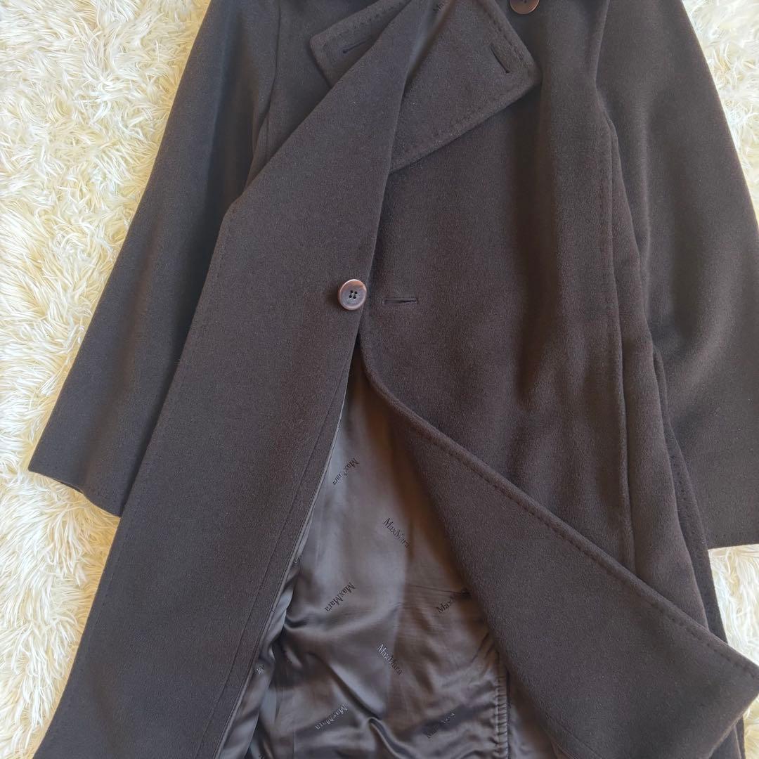 高級✨ マックスマーラ 白タグ カシミヤ ウール ベルテッドコート サイズ38