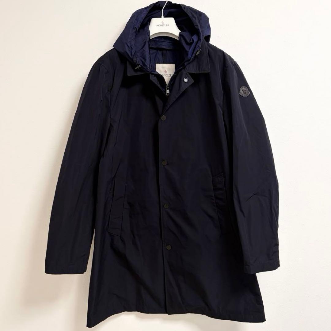 【美品サイズ4】モンクレール コート REYNOLD ステンカラー ネイビー