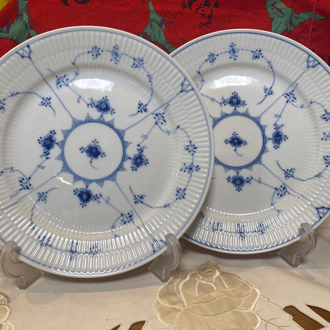 ロイヤルコペンハーゲン　ブルーフルーテッド　プレイン　ディナープレート2枚