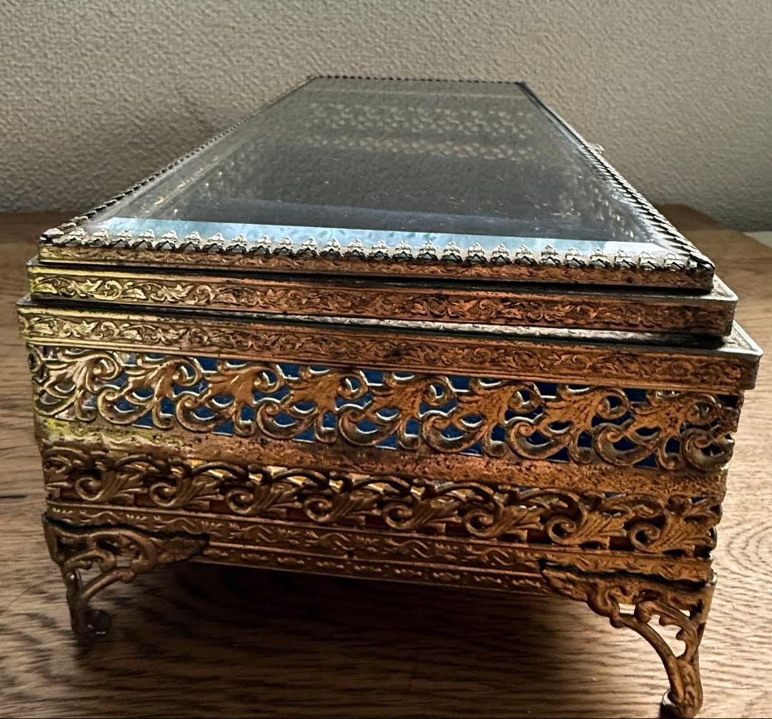 ヴィンテージ ジュエリーボックス べベルガラス アクセサリーケース