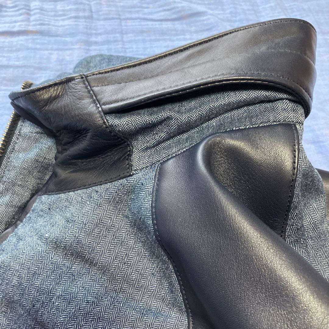 R★タグあり　定価14.5万円　AKM B310 ラムレザー　革ジャン　ネイビー