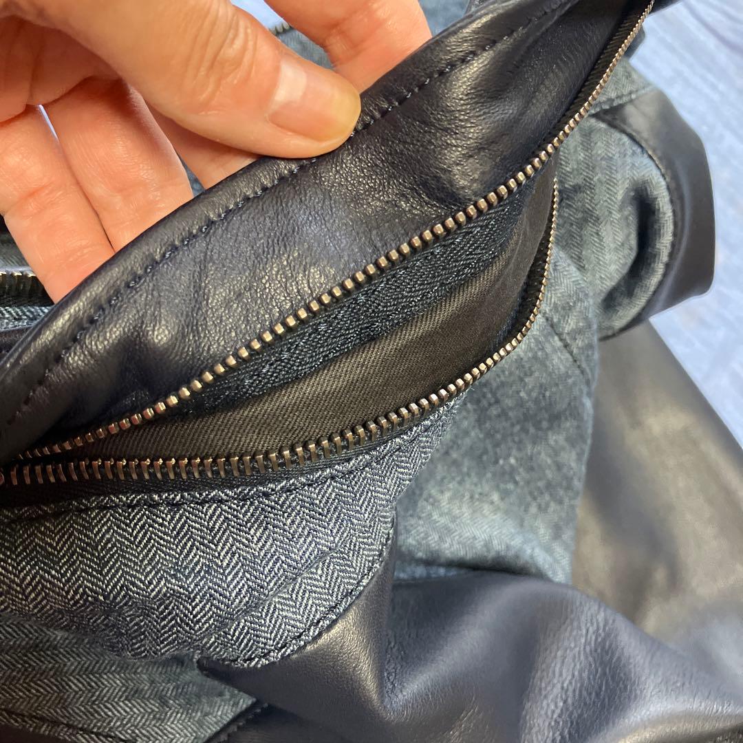 R★タグあり　定価14.5万円　AKM B310 ラムレザー　革ジャン　ネイビー