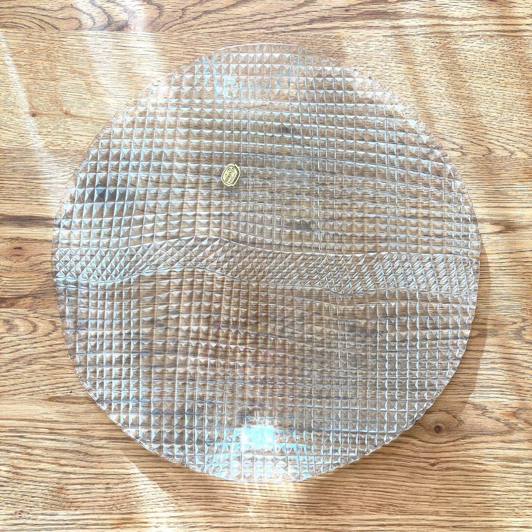 【新品未使用】ボヘミアクリスタル ガラス 340mm 大型 プレート皿 チェコ製