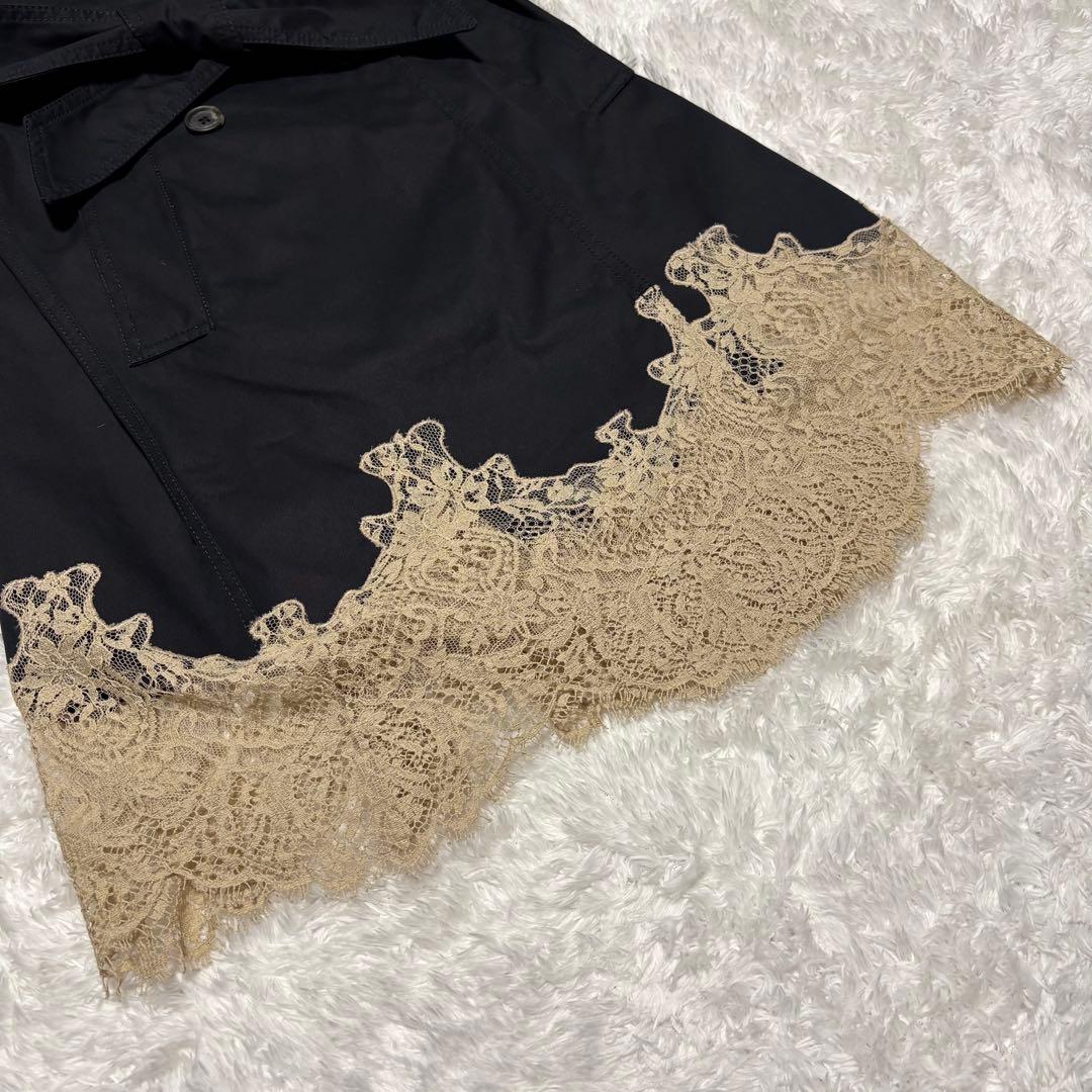 美品 RED VALENTINO トレンチコート レース 切替 L ブラック