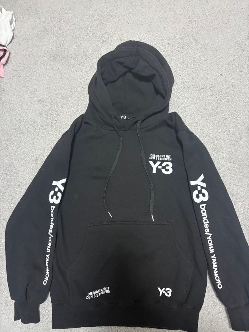 Y-3 黒色 フード付きパーカー Yohji Yamamoto サイン入り