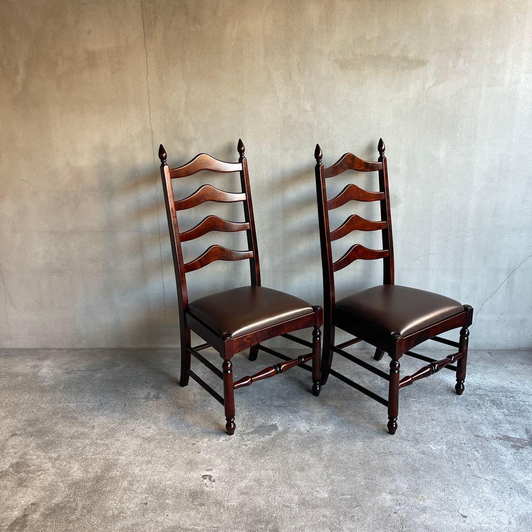 美品　北海道民芸家具　ダイニングチェア　2脚セット　王宮系