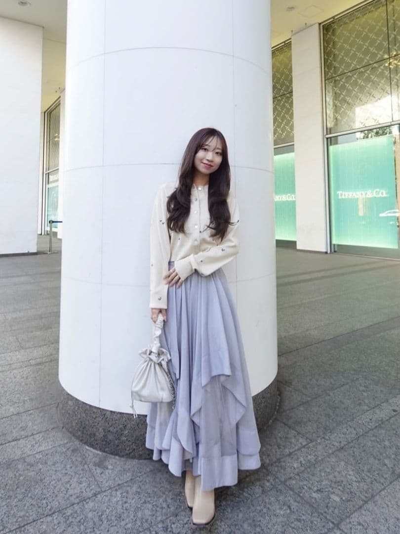 ココディール 即完再販なし ウェーブフレアオーガンジースカート 26ss