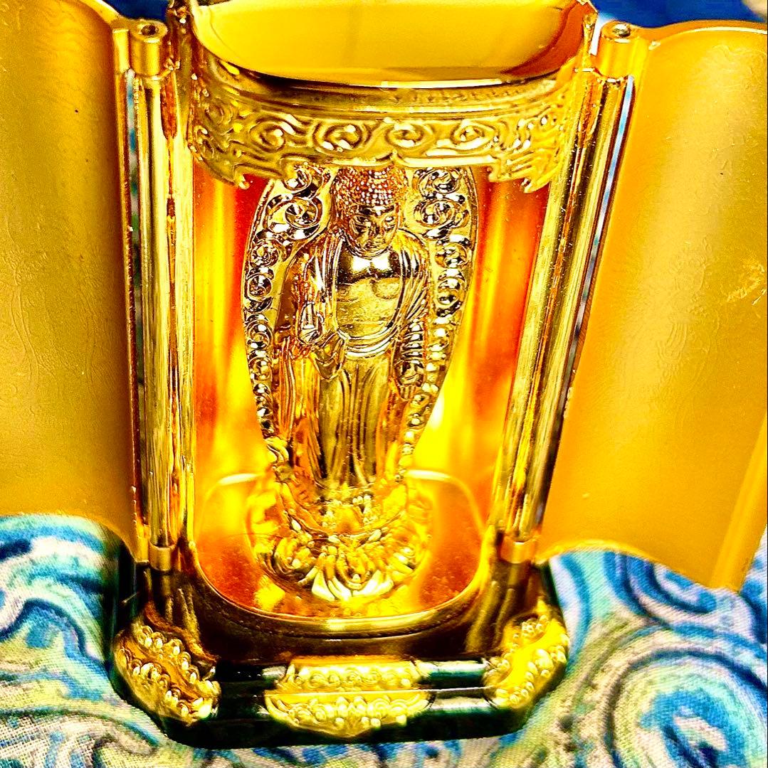 金運爆上げ　持ち運び仏壇！高野山　魂入り阿弥陀如来　鳳凰厨子入り