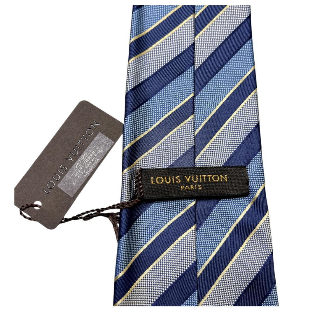 未使用　箱あり　ヴィトン ネクタイ 青　ストライプ 高級　ビジネス プレゼント