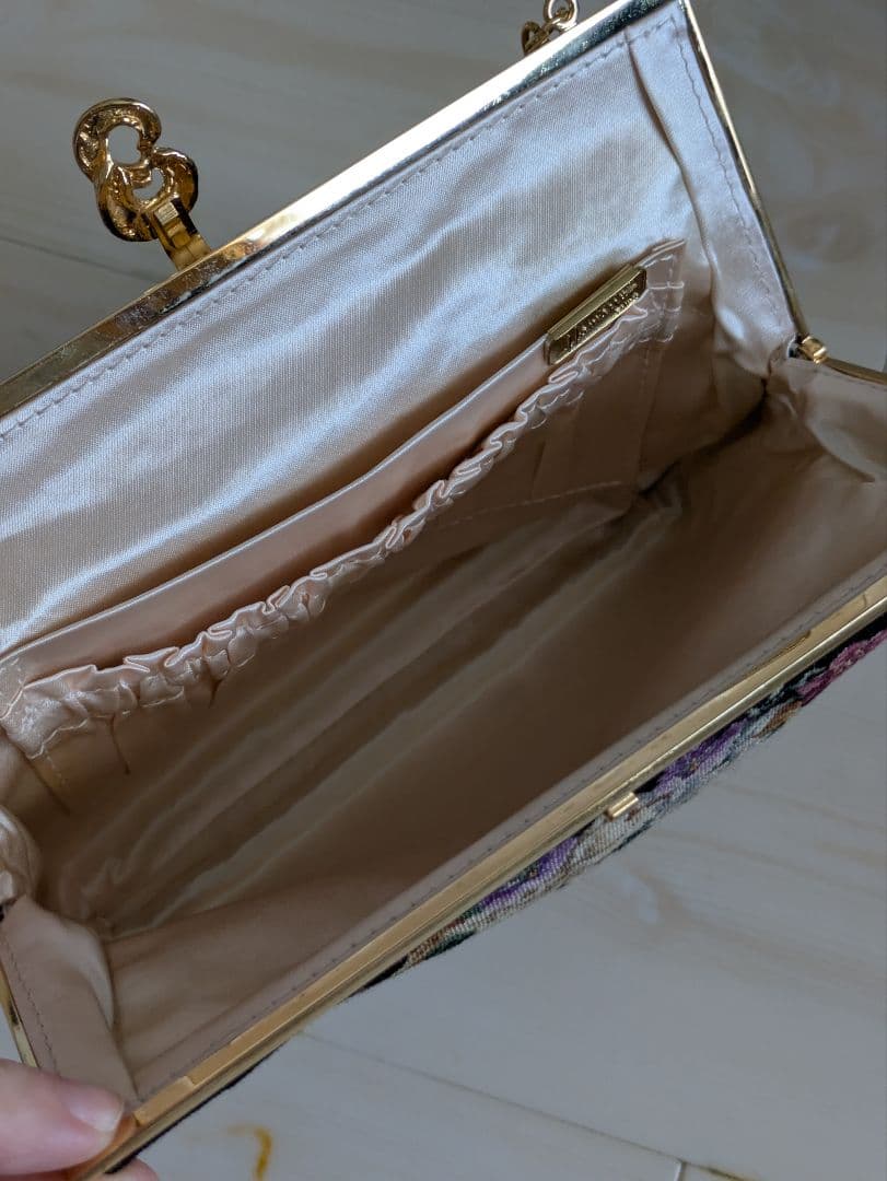 濱野★プチポワンの金具が素敵なハンドバッグ ★和装バック★ブラック