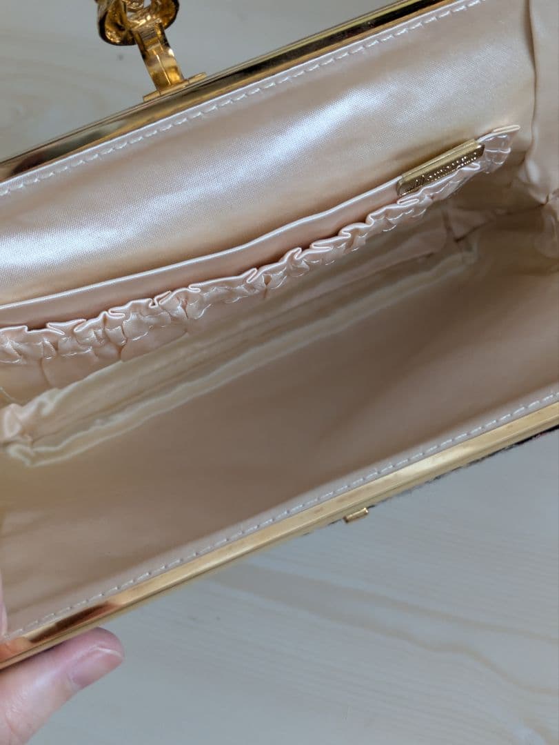 濱野★プチポワンの金具が素敵なハンドバッグ ★和装バック★ブラック