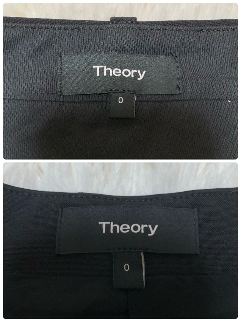 【極美品】セオリー　現行　ノーカラー　0 パンツスーツ　ブラック　フォーマル