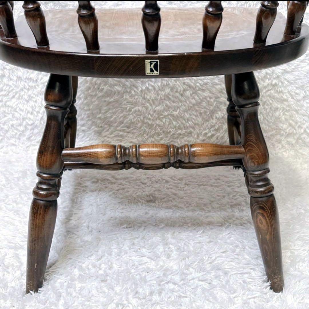 飛騨産業 ウィンザーチェア アーム ダイニングチェア レトロ キツツキマーク ③