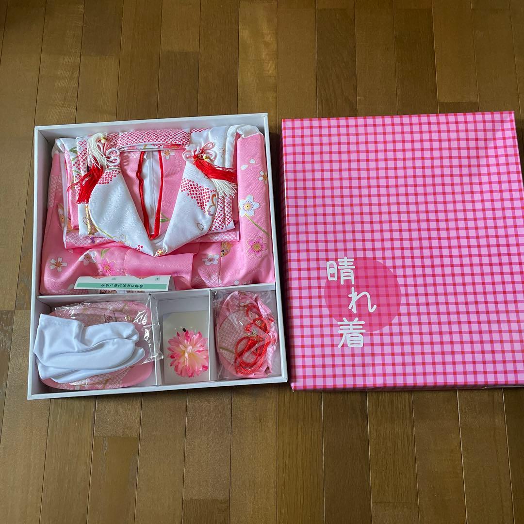 【一回着】七五三 着物セット 桃色桜鞠　ピンク
