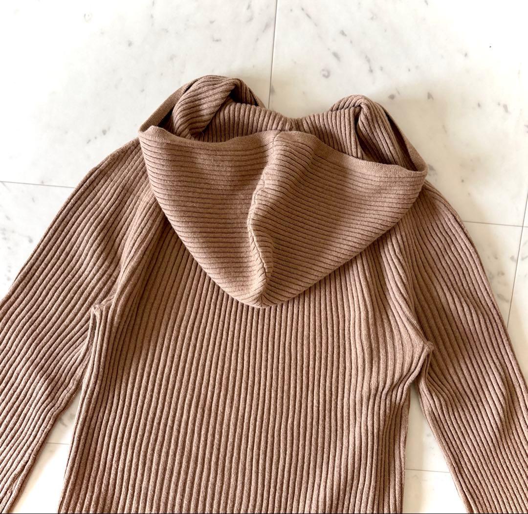 美品 セオリー カシミヤ混 ウール フーデット リブニット キャメル S 近年