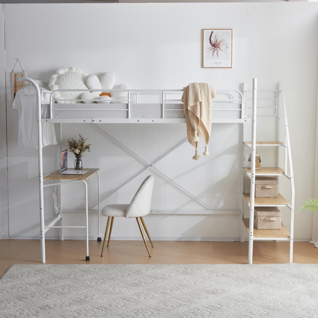 システムベット ロフトベッド シングル デスク付き　コンセント付き 収納付き