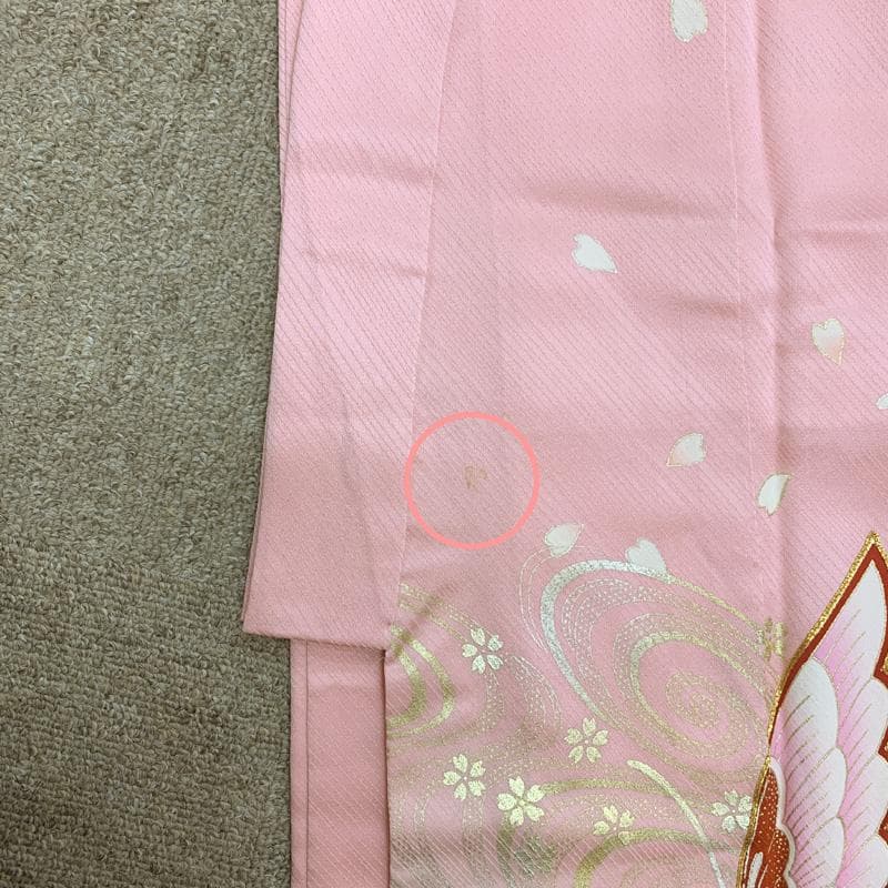 504ag8□七五三 七歳 女児 着物&袋帯&長襦袢 金駒刺繍 蝶□美品