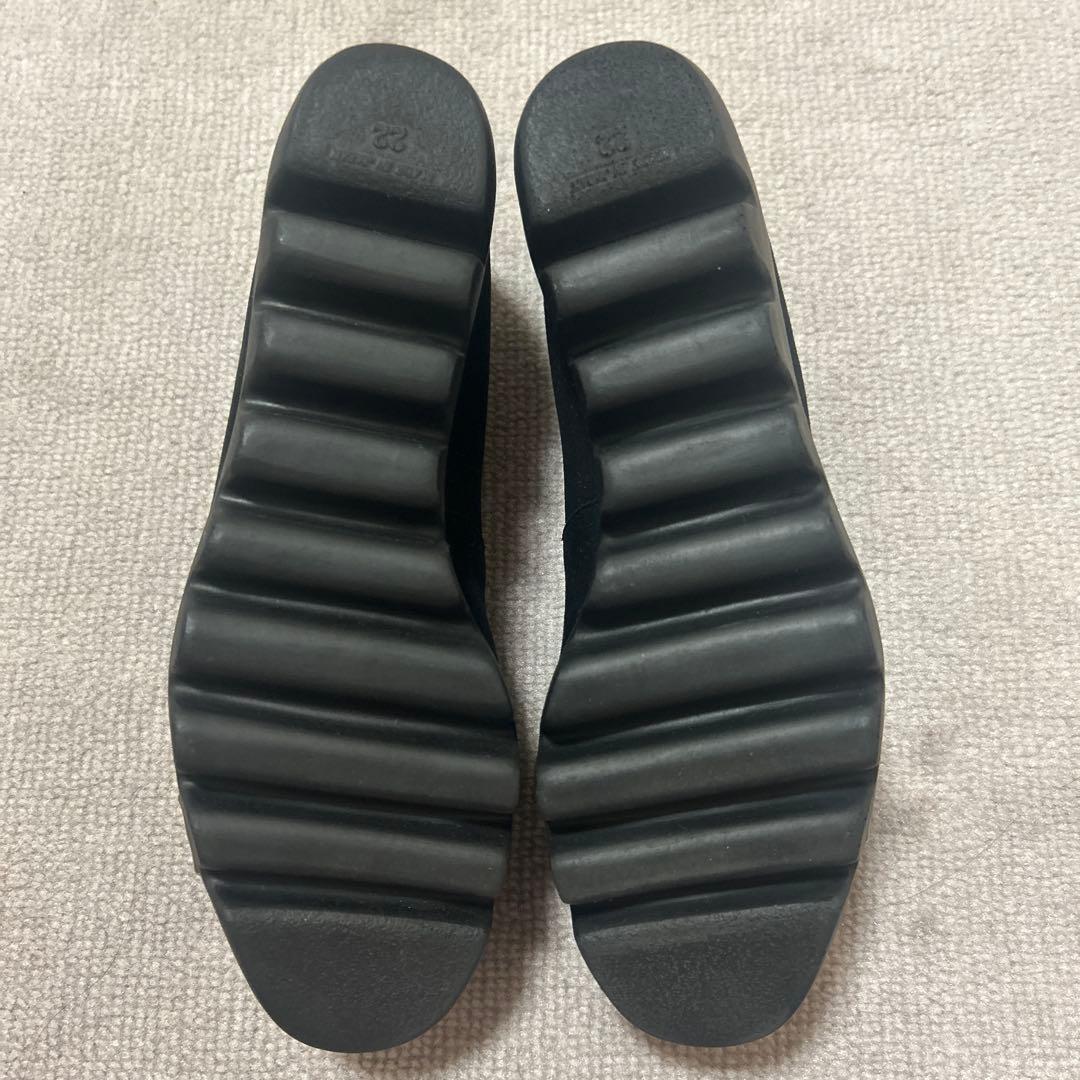 ヒルズアベニューブラックウエッジソールシューズ リボン付き22cm⭐︎美品⭐︎