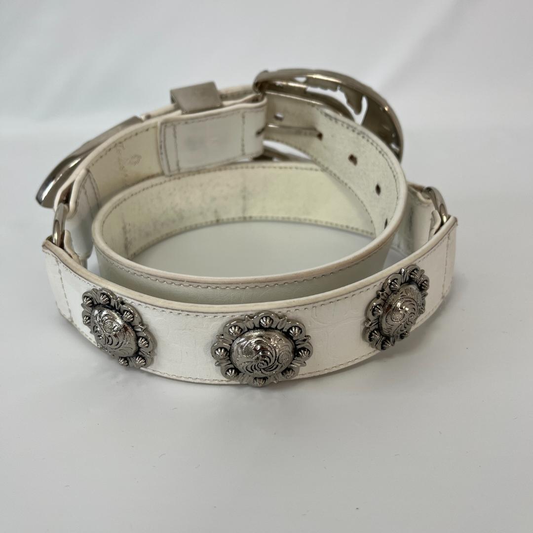 トルネードマート　スタッズベルト　白　Mサイズ　Y2K