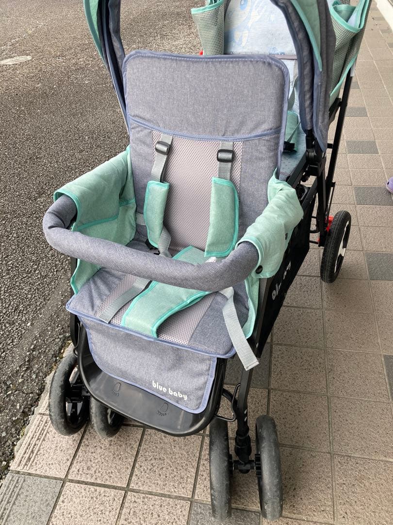 blue baby 二人乗りベビーカー グレー/ミント