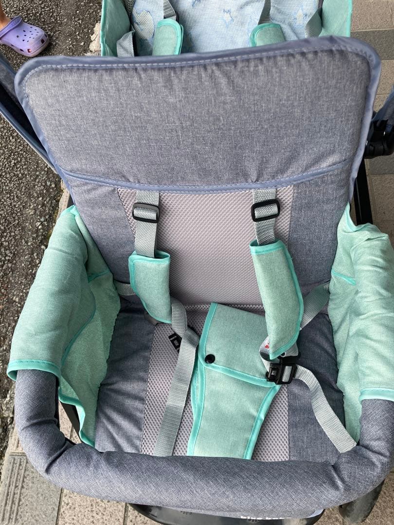 blue baby 二人乗りベビーカー グレー/ミント