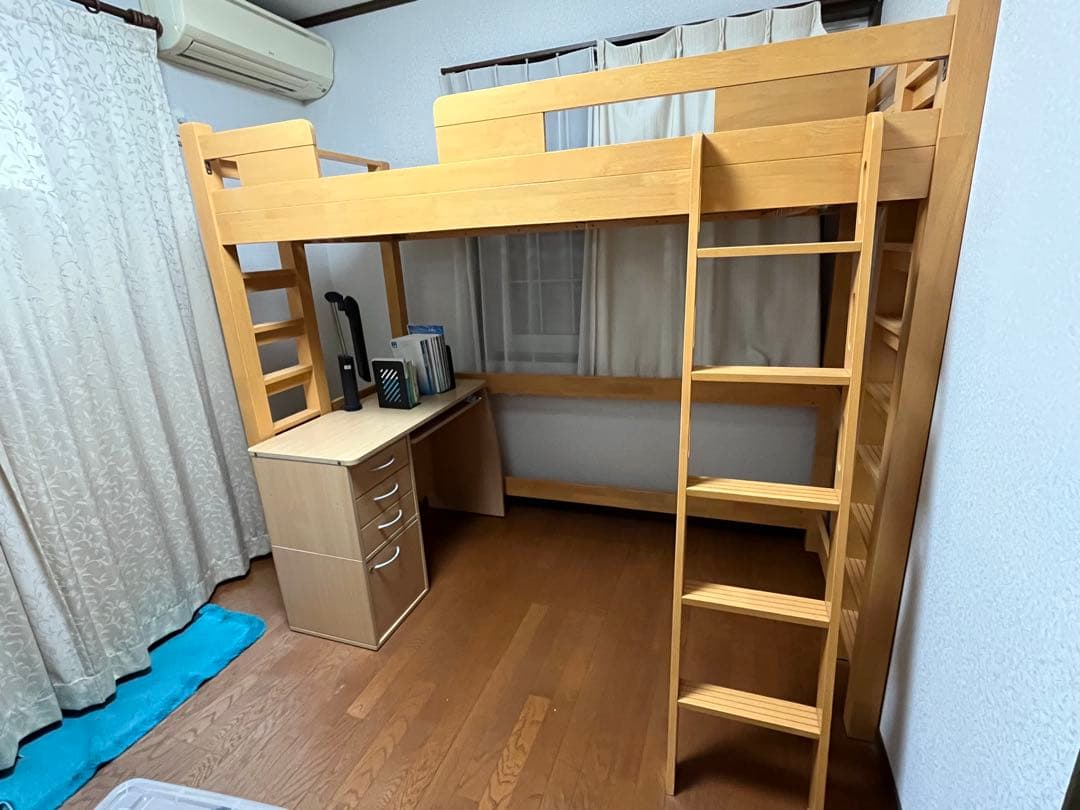 頑丈　G★SOLID ロフトベッド はしご付き木製 ※静岡市（富士川近く）お引取