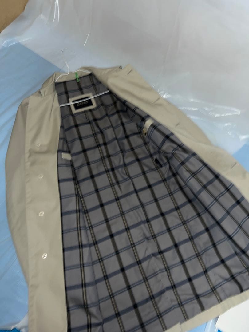 【クリーニング済み】HeRNOヘルノ ベージュ コート チェック裏