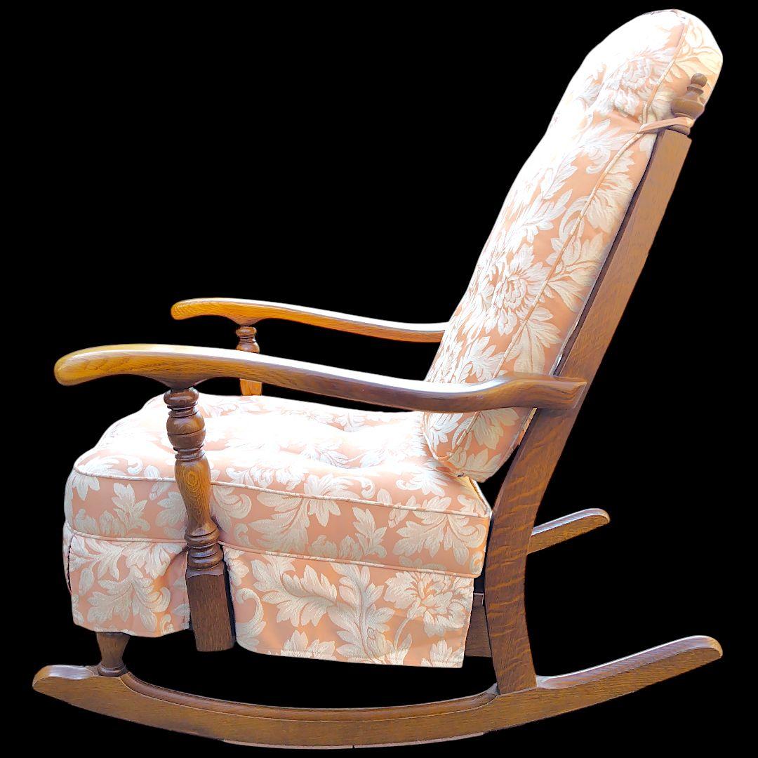 【送料込】飛騨産業 キツツキ 木製フレーム 花柄 ロッキングチェア 家具 椅子